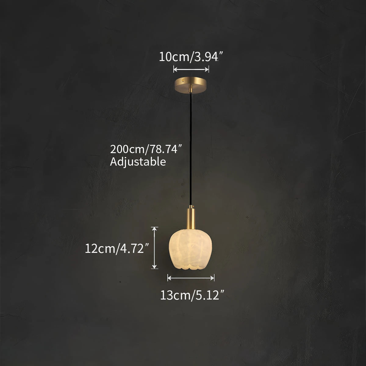 Light luxury flower bud shaped onyx pendant light
