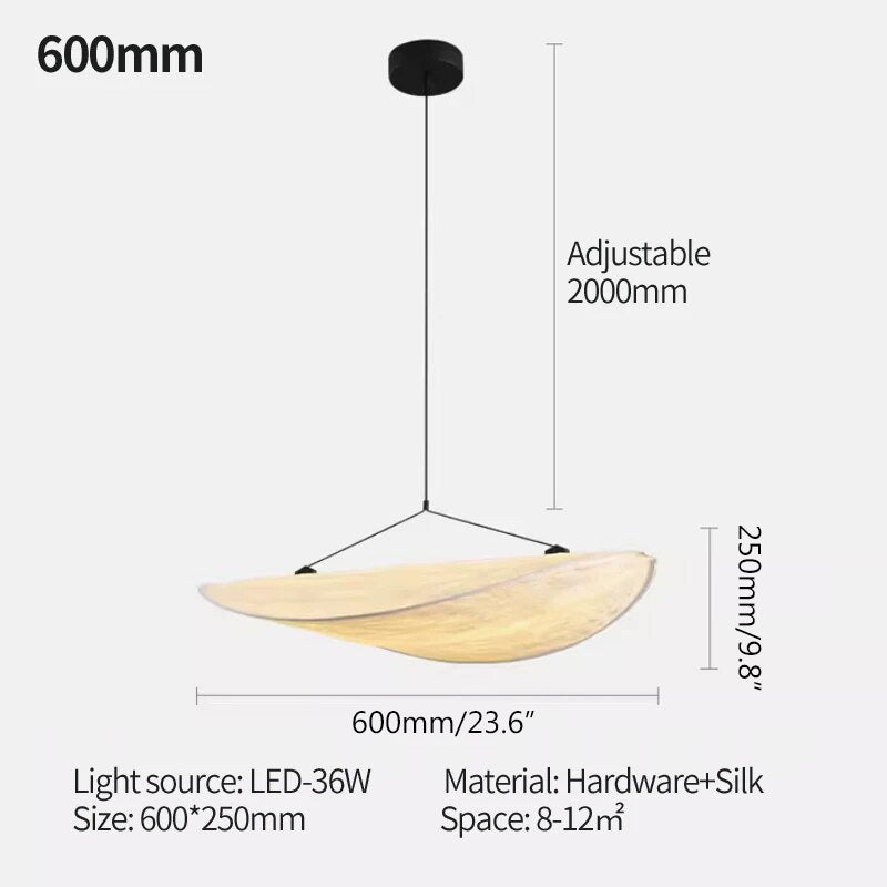 Zen Art Cloud Shape Silk Pendant Light for Living Room