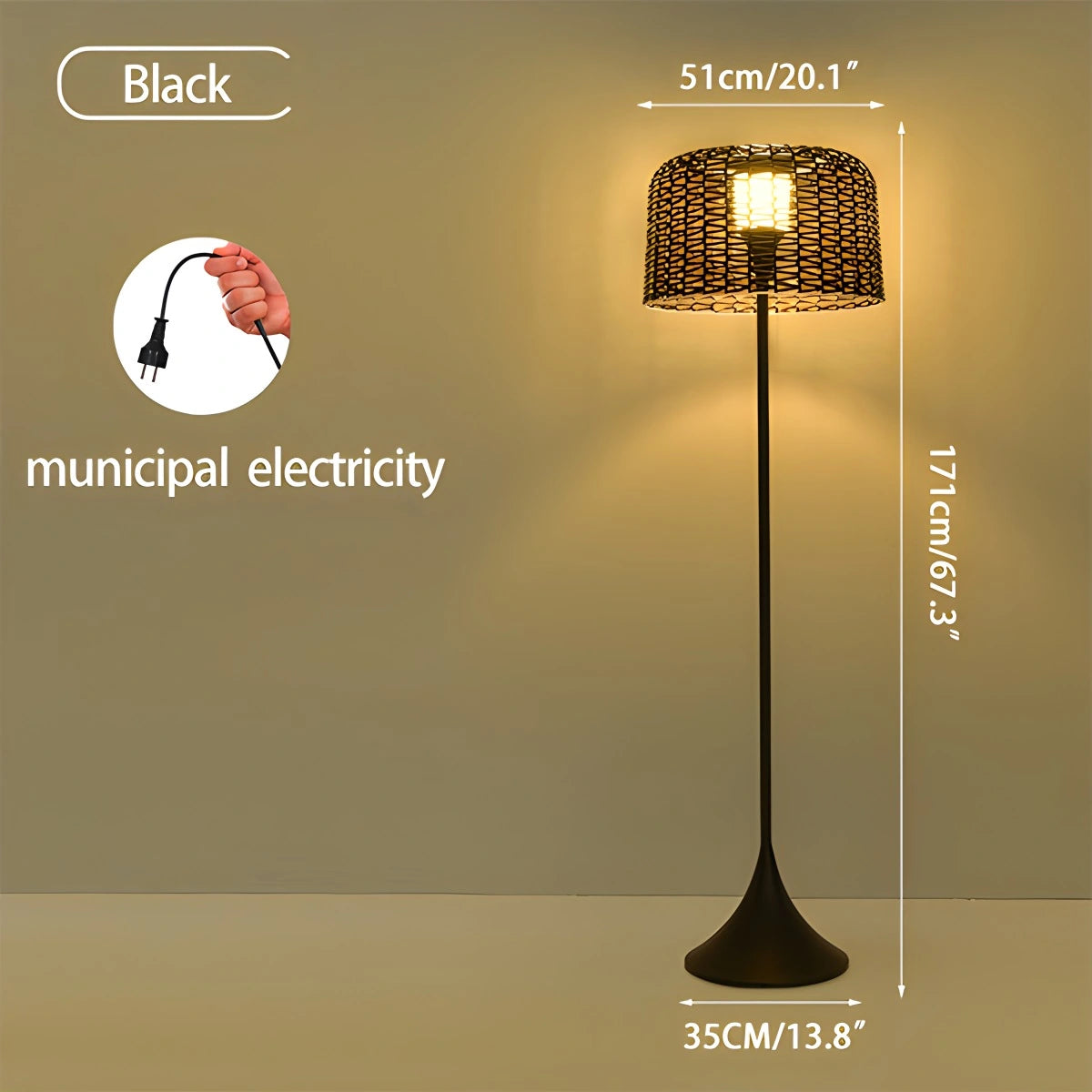 Vine Woven Floor Lamp for Outdoor