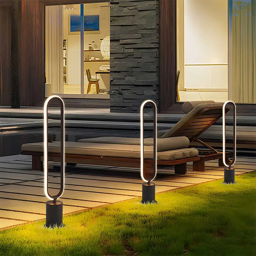 Outdoor Black Oval LED Lawn Light