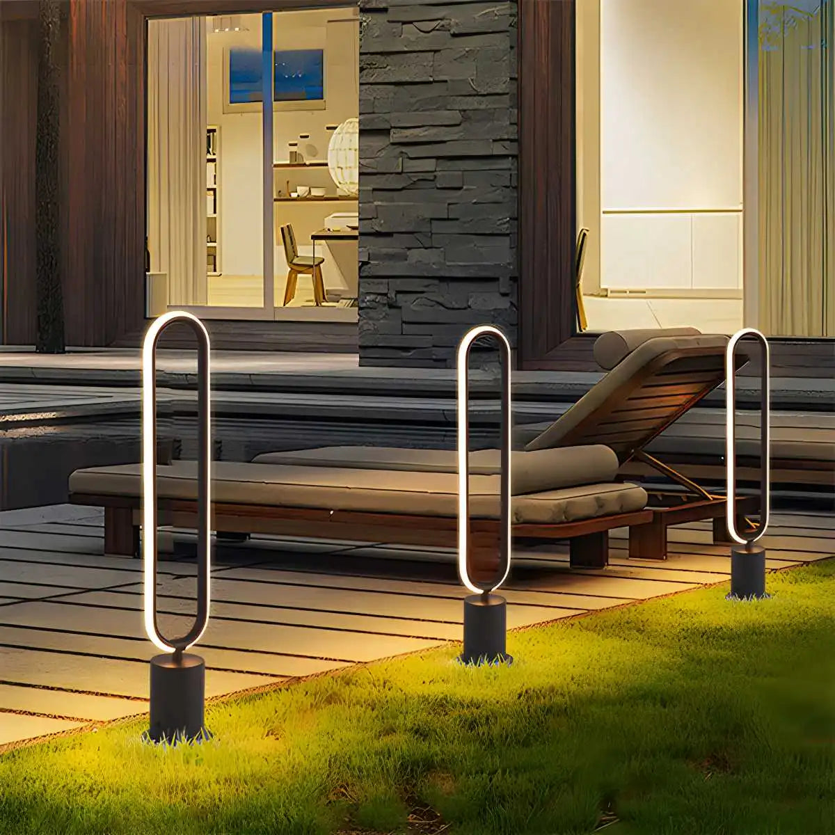 Outdoor Black Oval LED Lawn Light