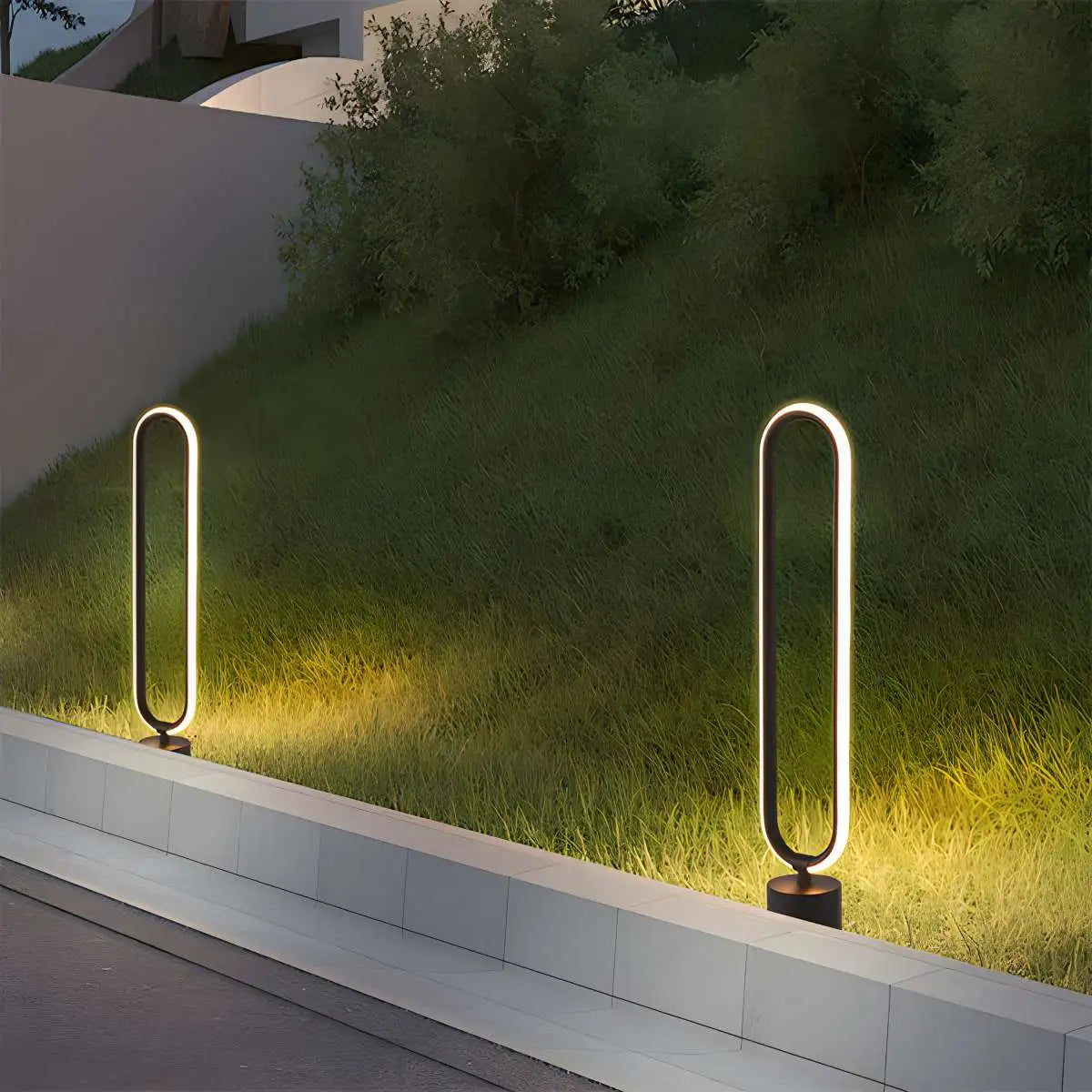 Outdoor Black Oval LED Lawn Light
