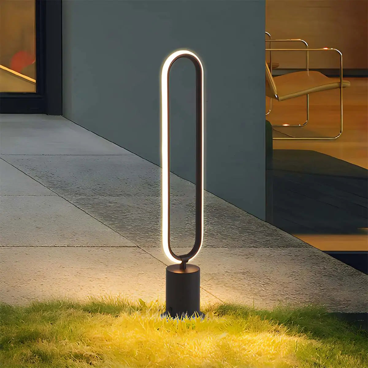 Outdoor Black Oval LED Lawn Light