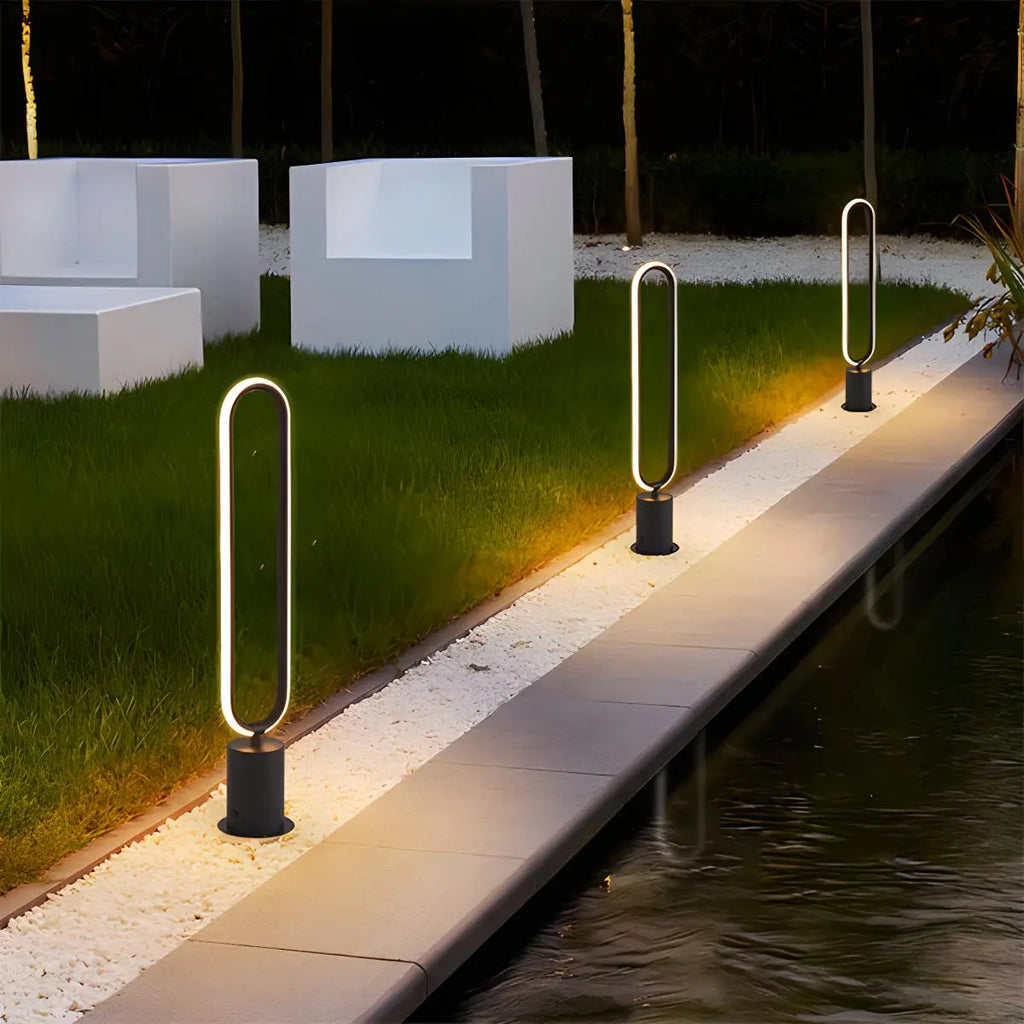 Outdoor Black Oval LED Lawn Light