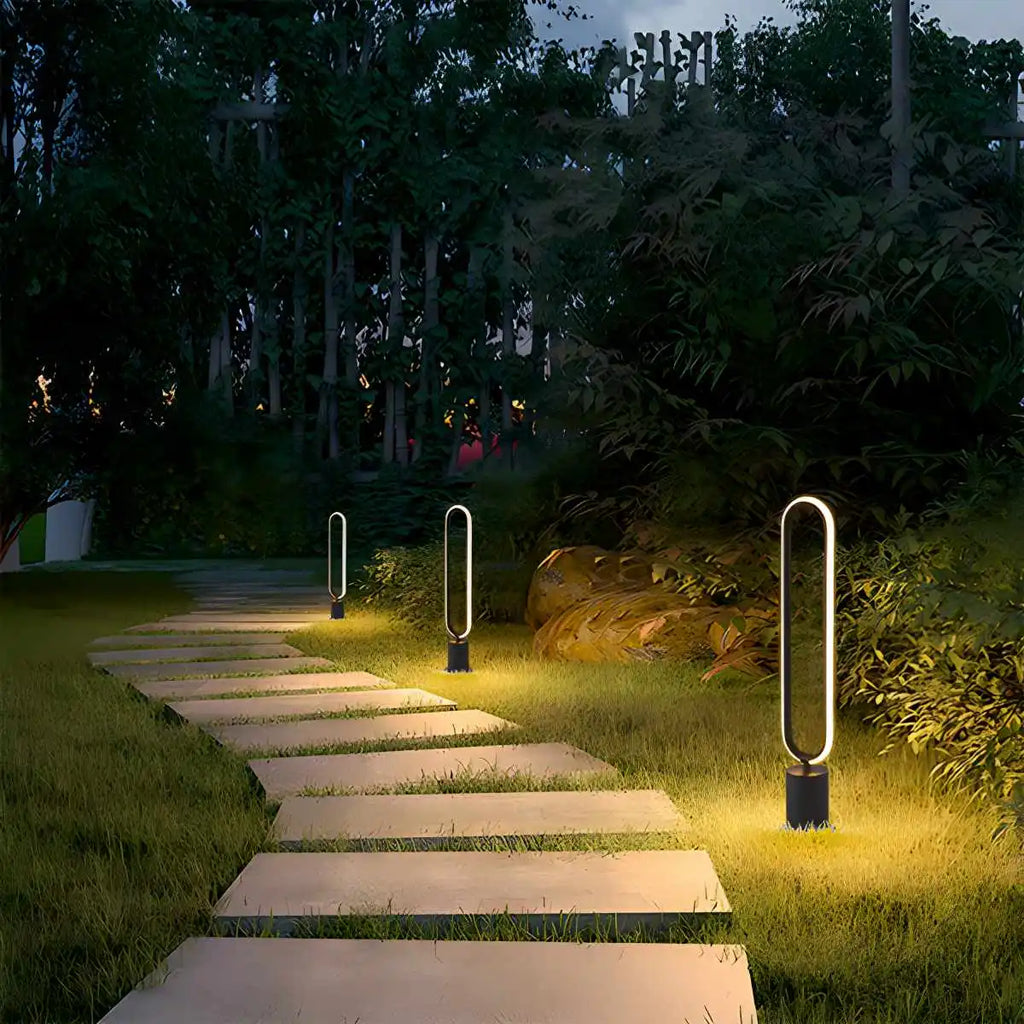 Outdoor Black Oval LED Lawn Light