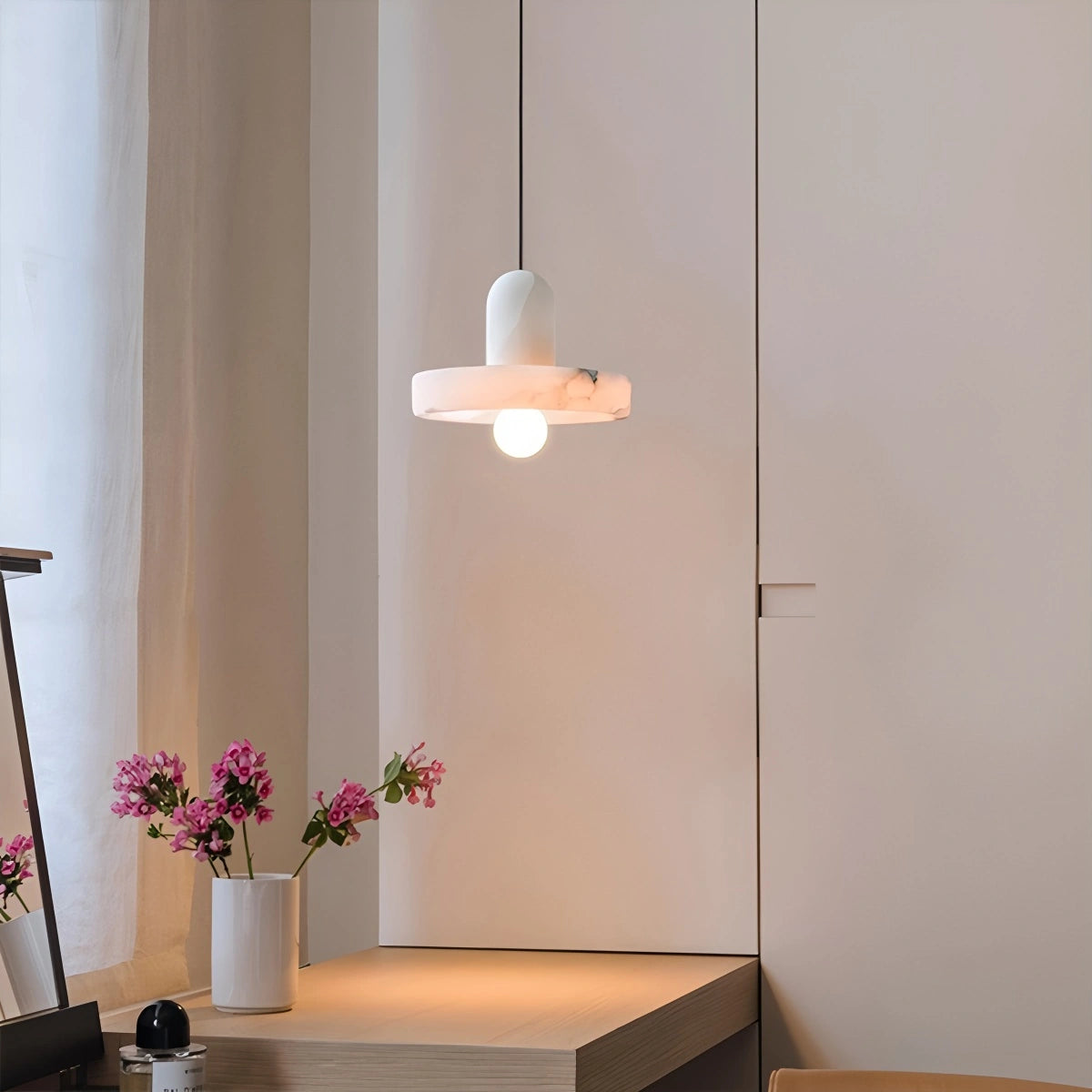 Copper natural onyx dining room pendant light