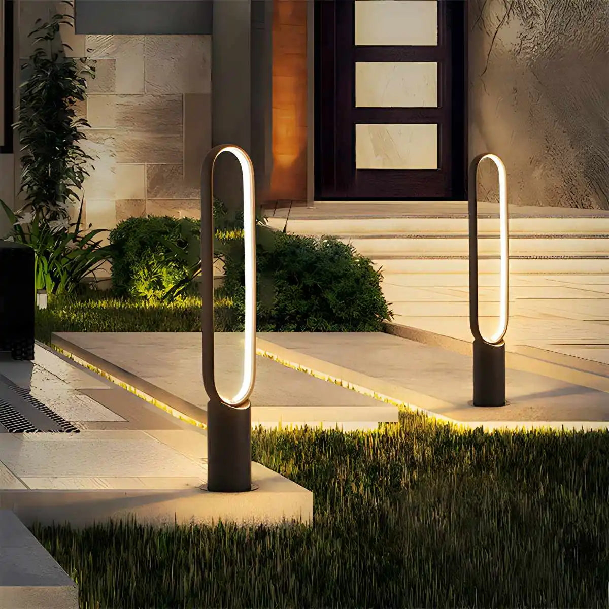 Outdoor Black Oval LED Lawn Light