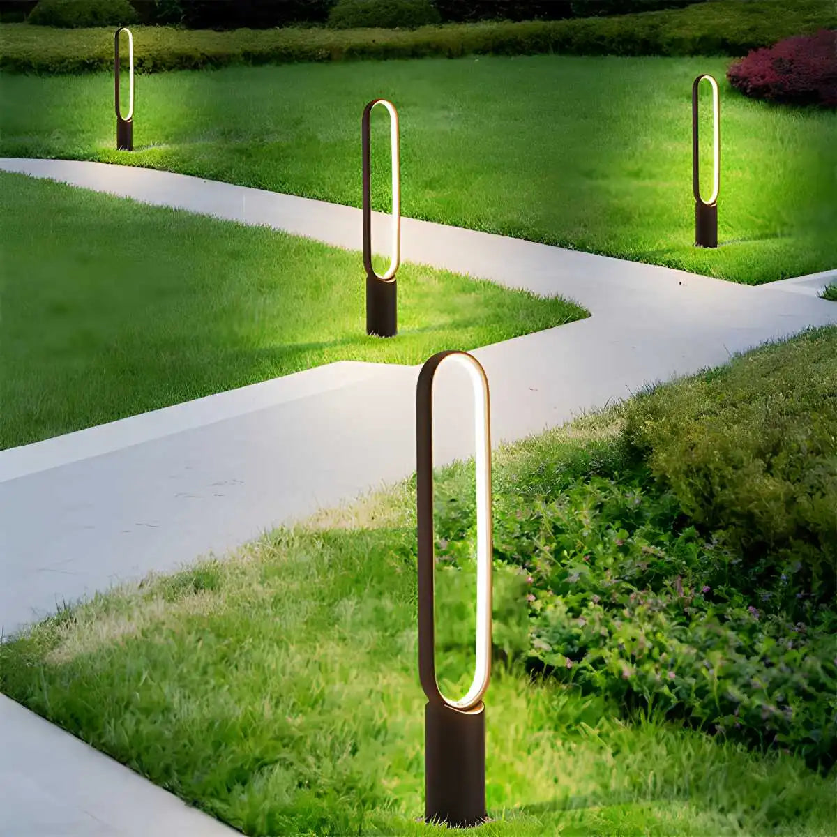 Outdoor Black Oval LED Lawn Light