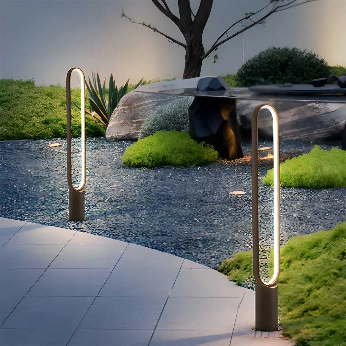 Outdoor Black Oval LED Lawn Light