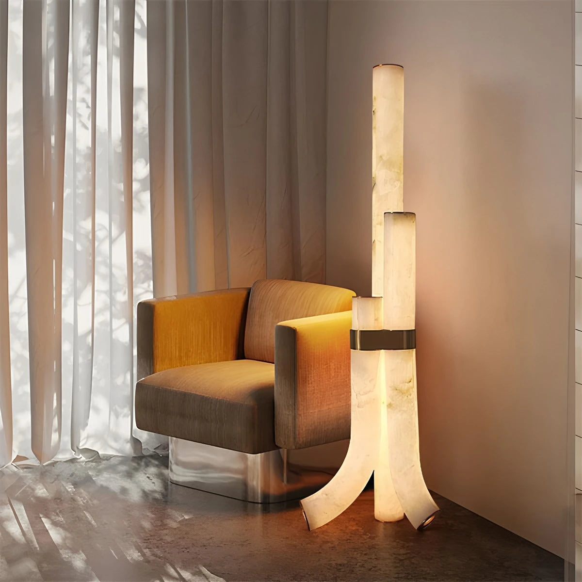 High end onyx art floor lamp