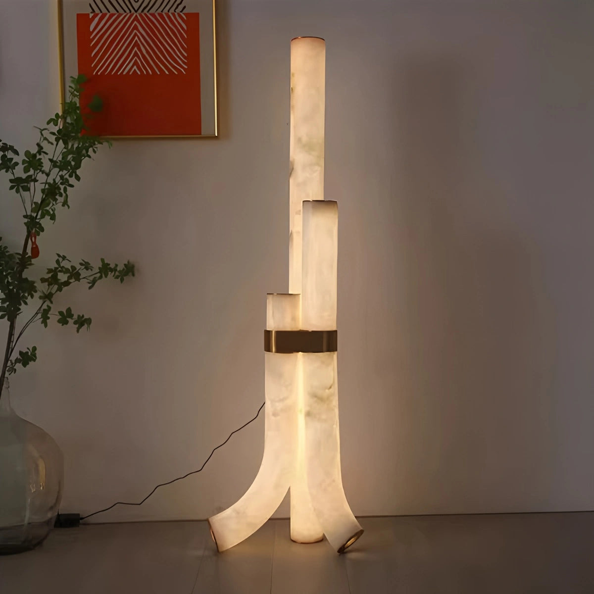 High end onyx art floor lamp