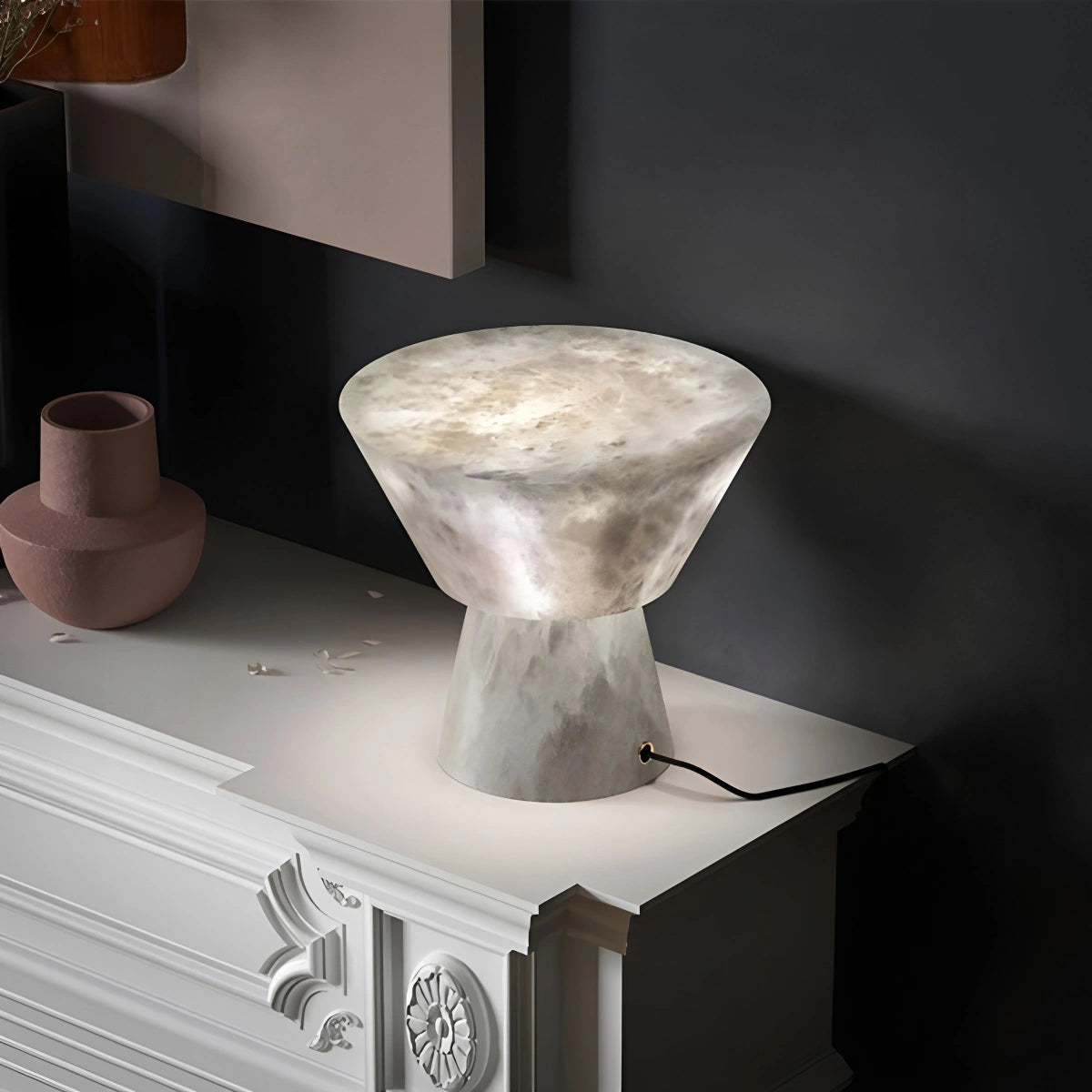 Spanish onyx mushroom head table lamp