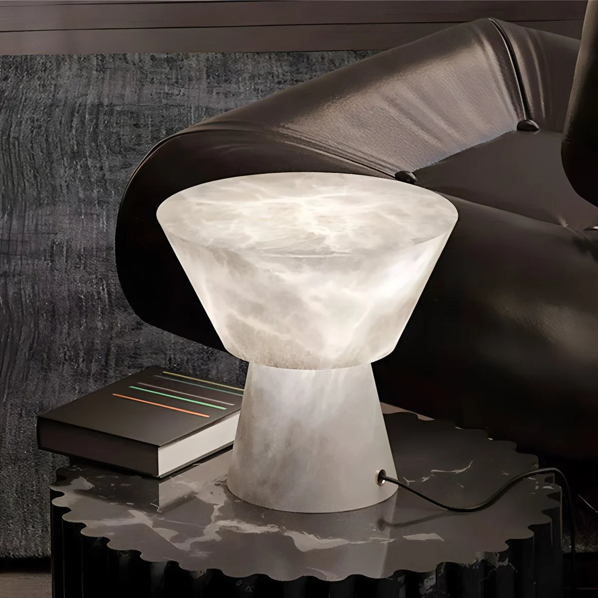 Spanish onyx mushroom head table lamp