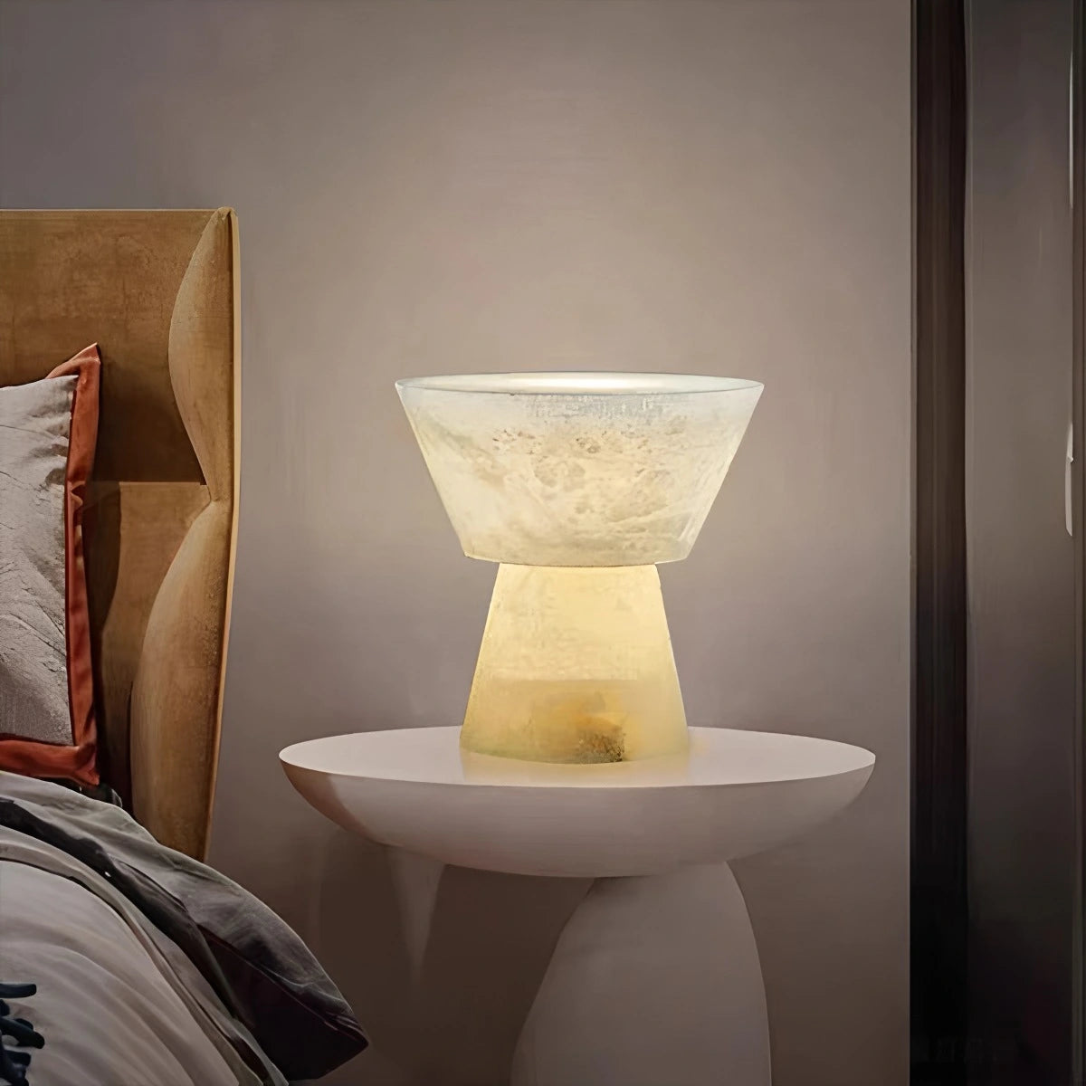 Spanish onyx mushroom head table lamp