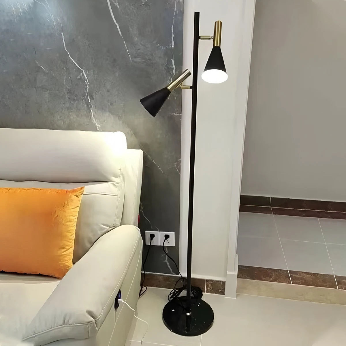2-Bulb Adjustable Pole Floor Lamp