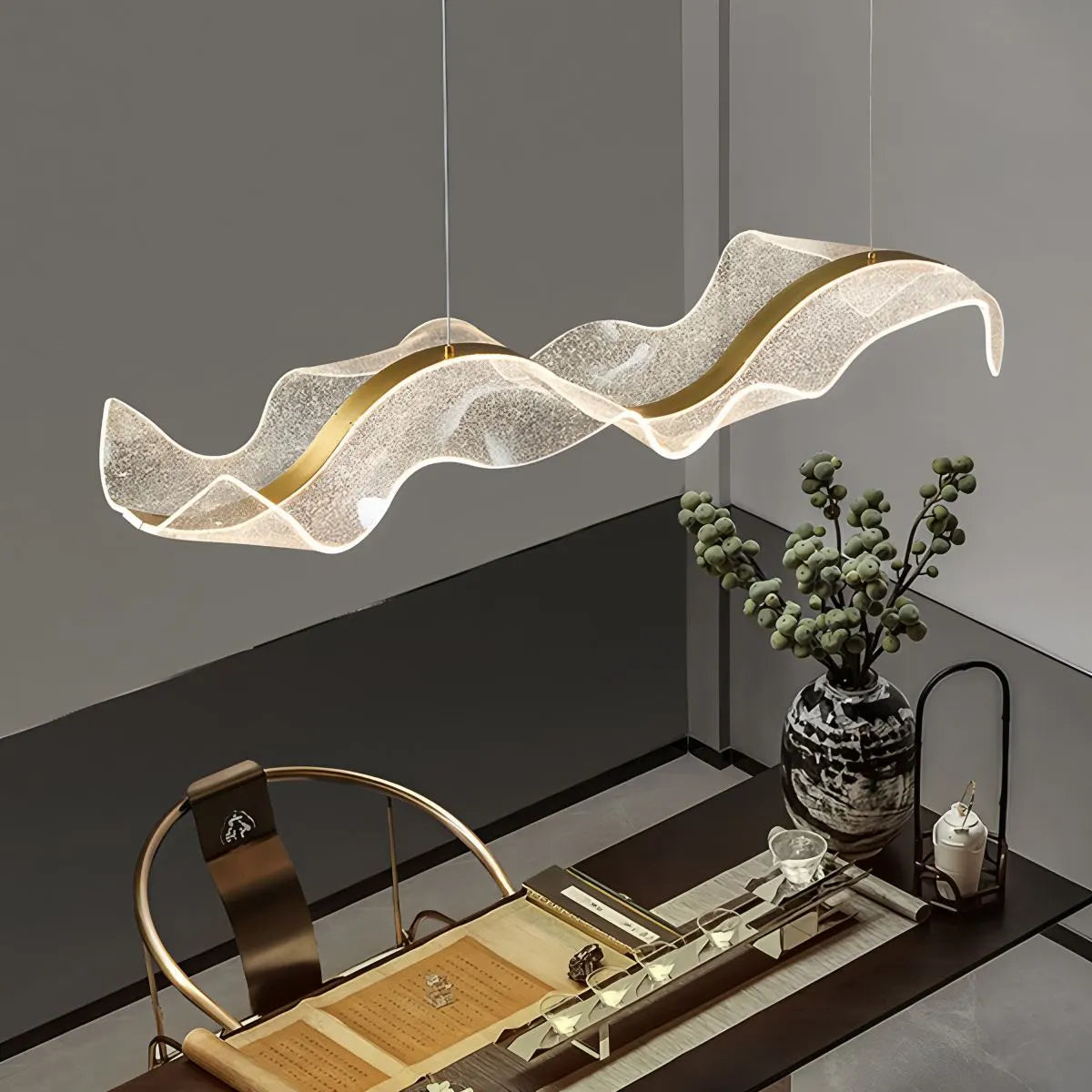 Modern LED Wave Acrylic Chandelier