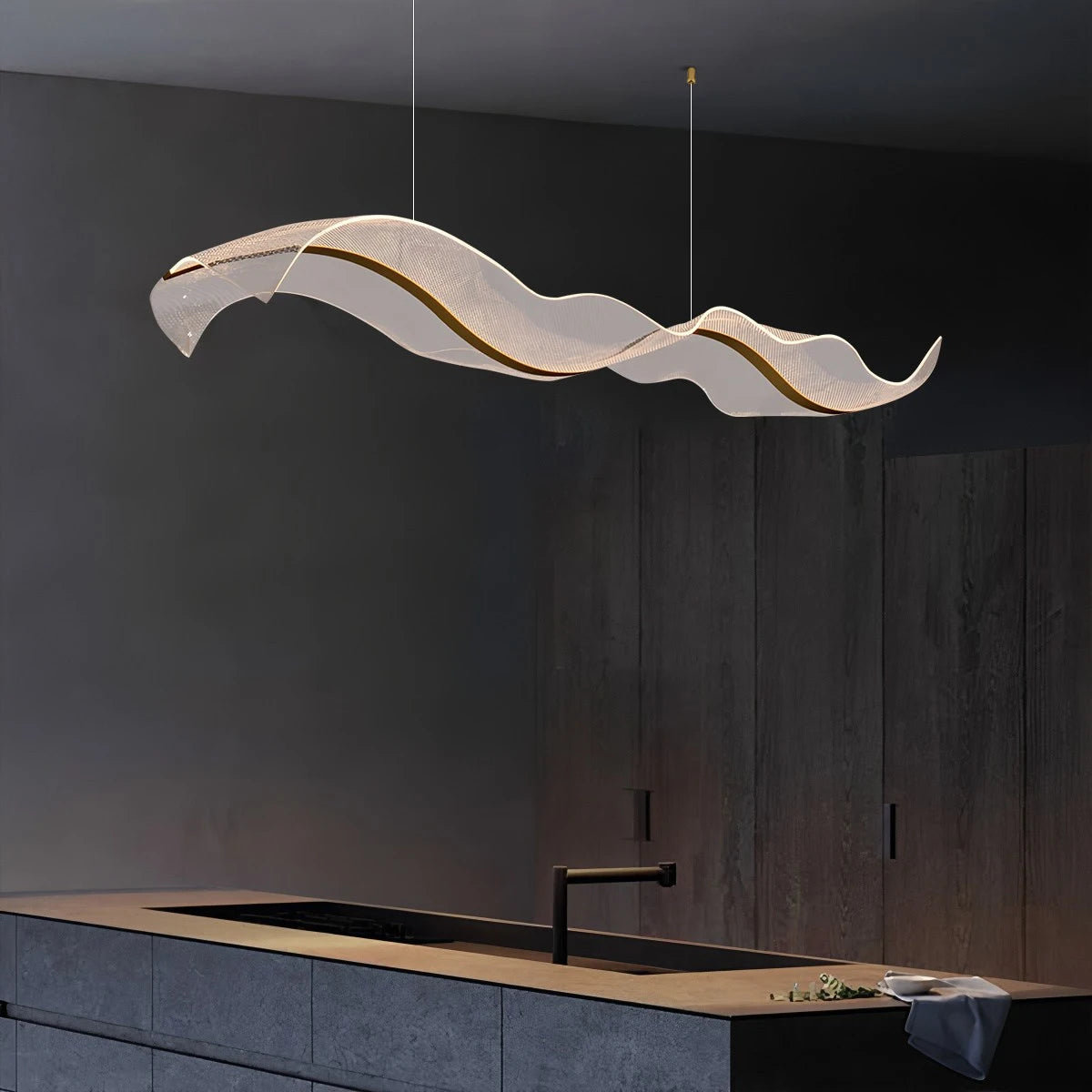 Modern LED Wave Acrylic Chandelier