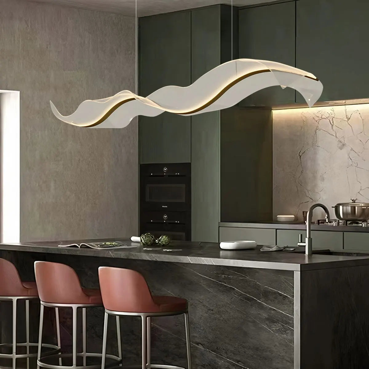 Modern LED Wave Acrylic Chandelier