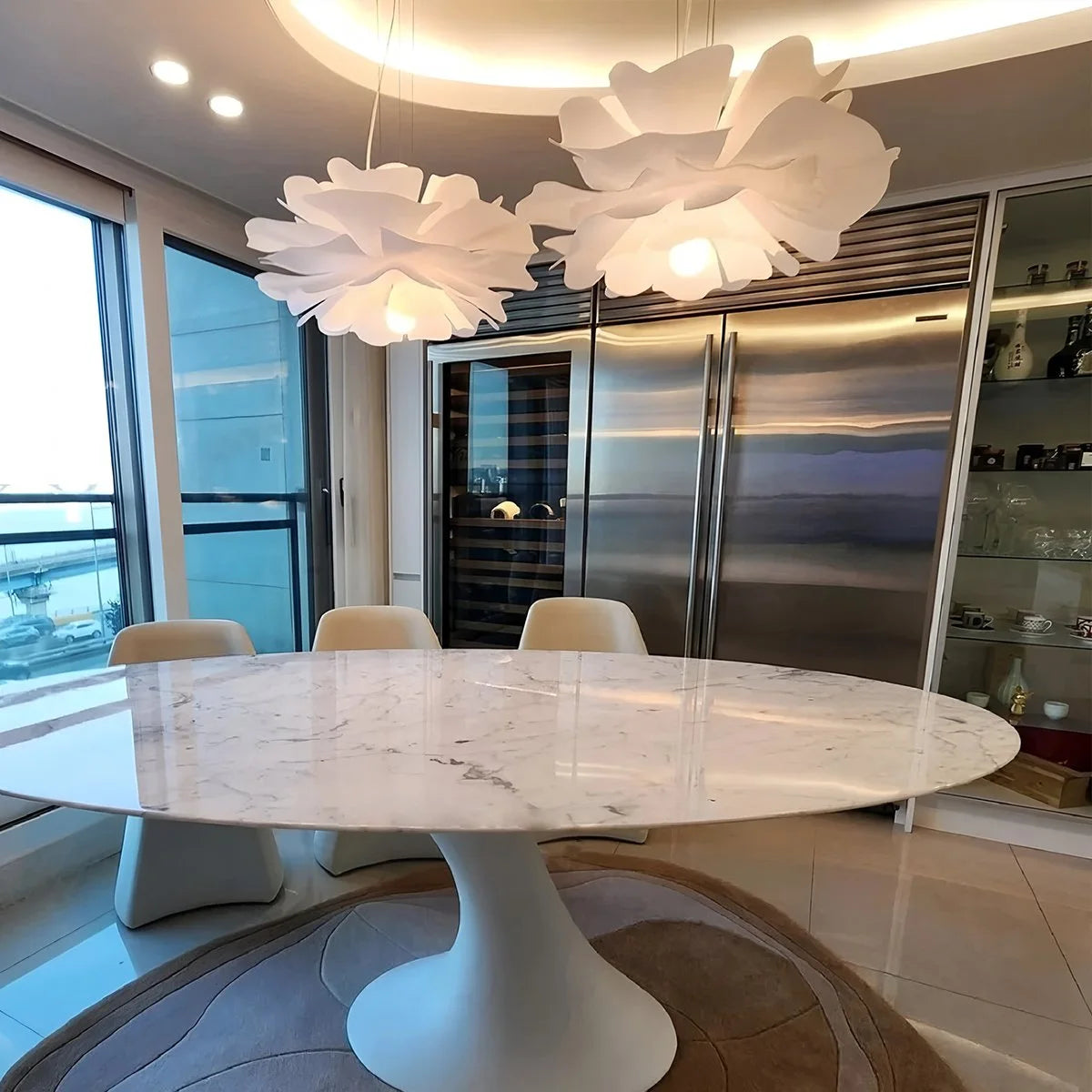 White Flower Pendant Light for Living Room