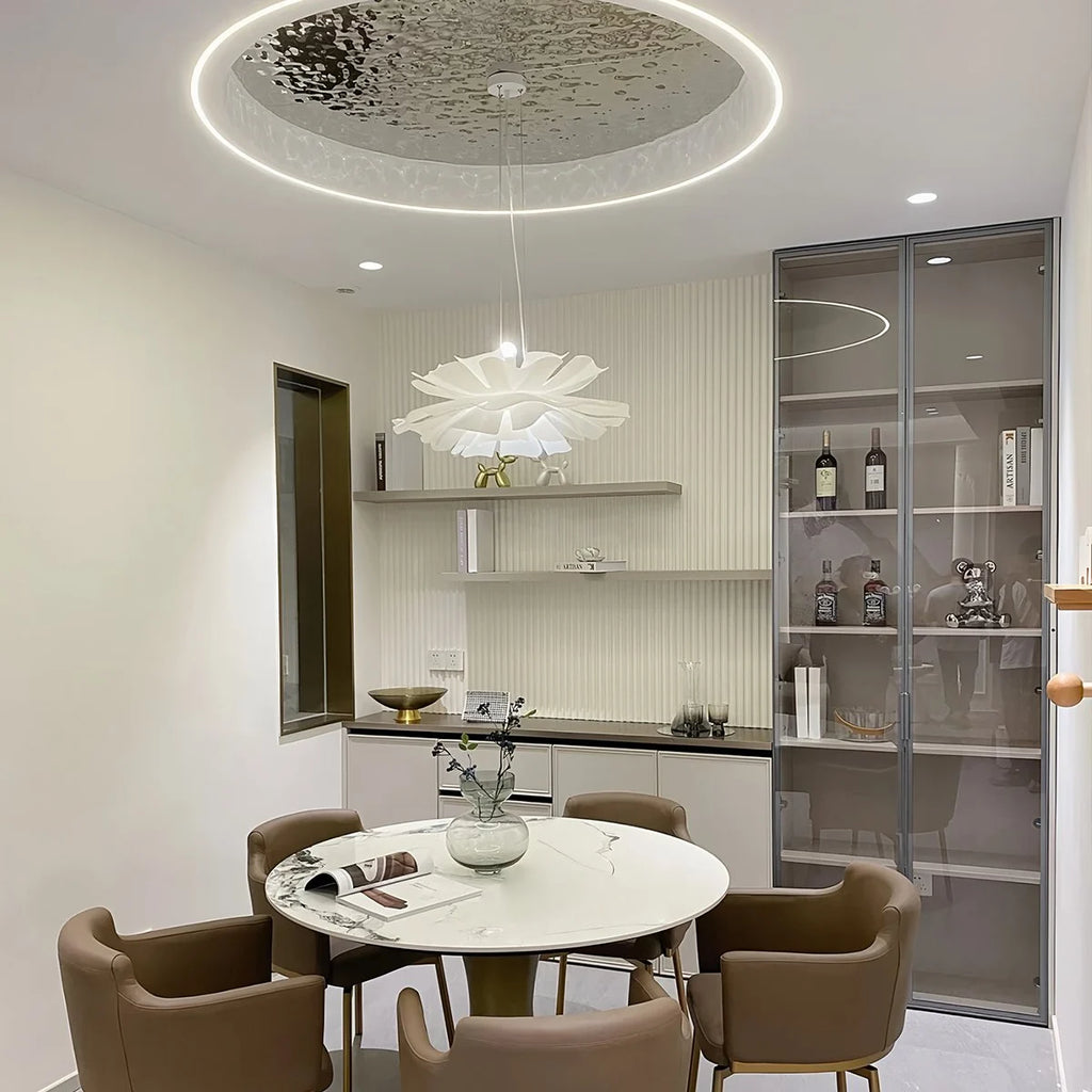 White Flower Pendant Light for Living Room
