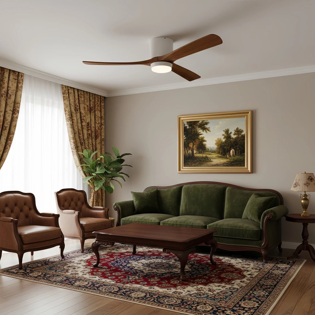 Lunara Nordic Ceiling Fan Light – Wood Clean Lines Quiet Airflow for Living Room/Bedroom