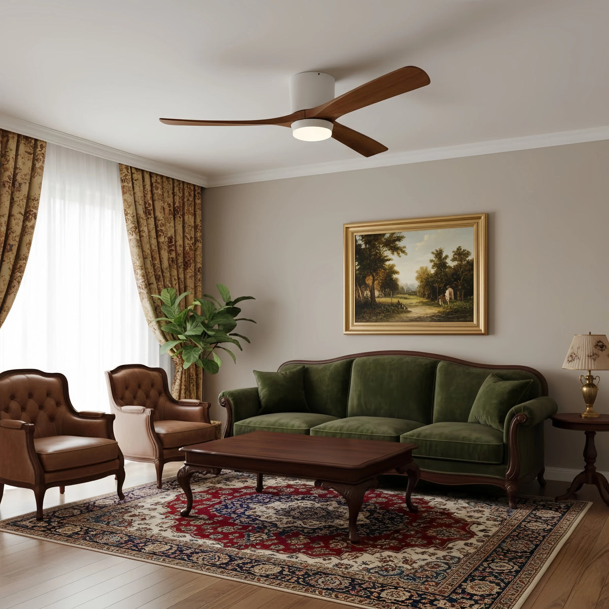 Lunara Nordic Ceiling Fan Light – Wood Clean Lines Quiet Airflow for Living Room/Bedroom