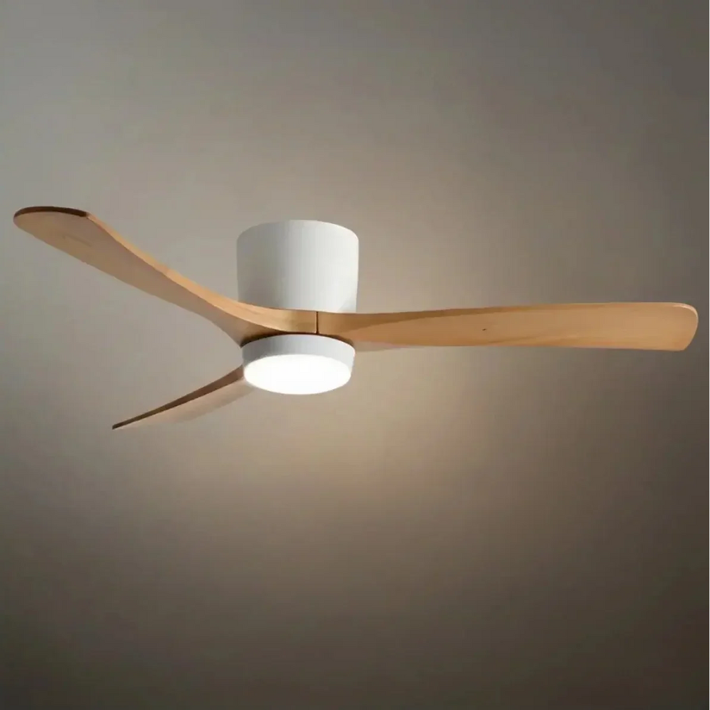 Lunara Nordic Ceiling Fan Light – Wood Clean Lines Quiet Airflow for Living Room/Bedroom