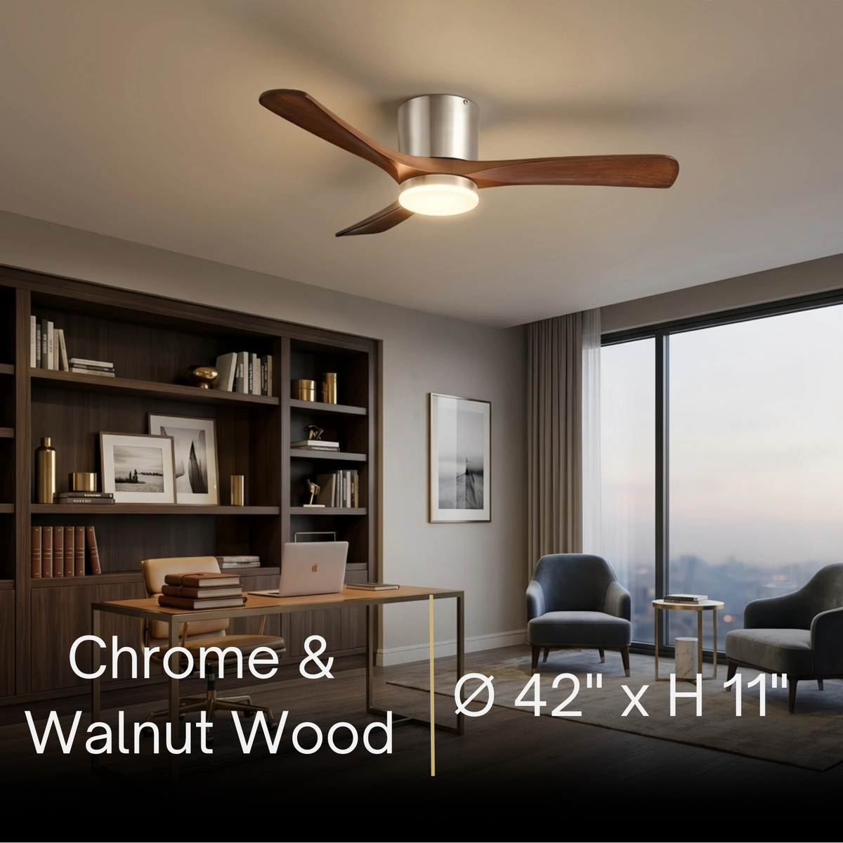 Lunara Nordic Ceiling Fan Light – Wood Clean Lines Quiet Airflow for Living Room/Bedroom