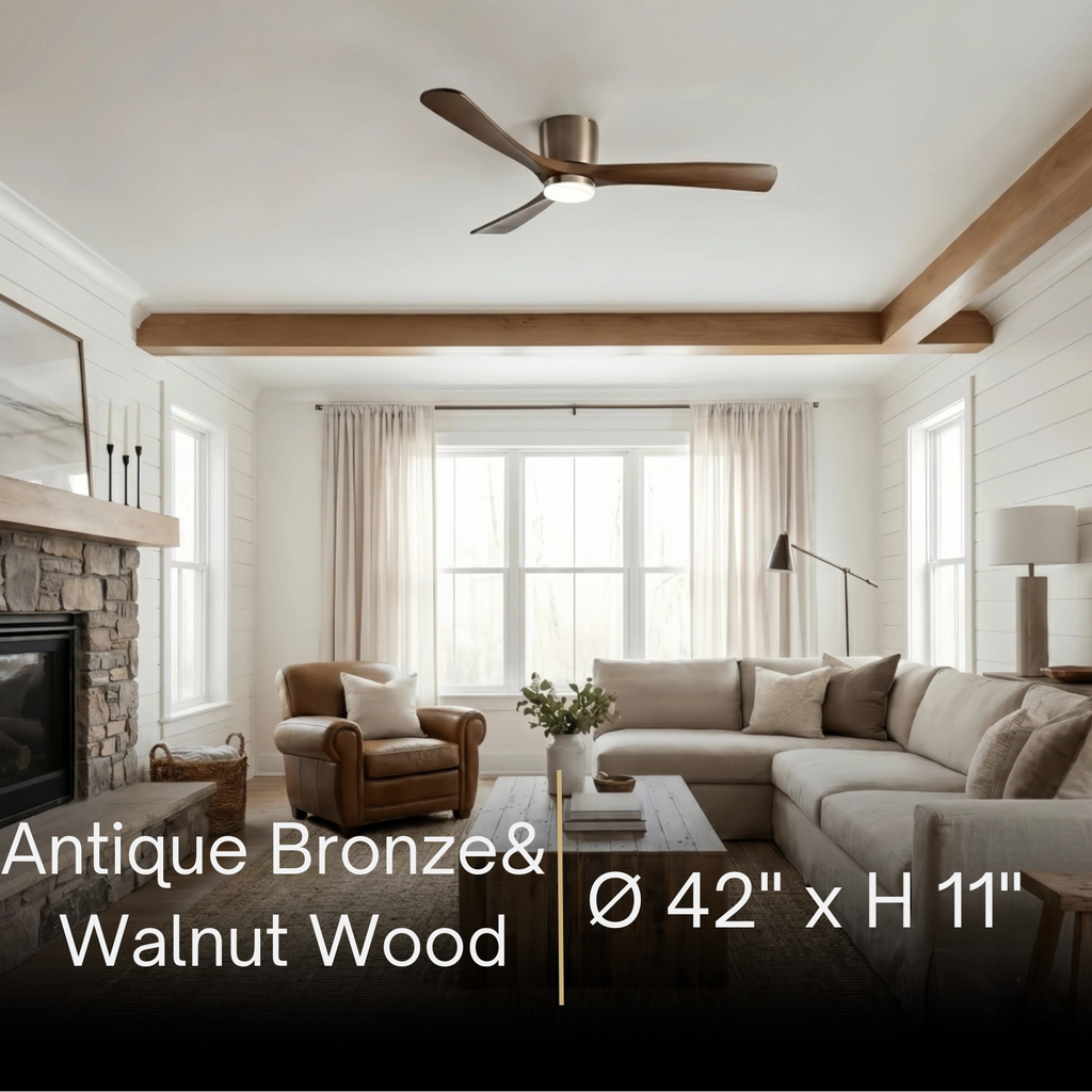 Lunara Nordic Ceiling Fan Light – Wood Clean Lines Quiet Airflow for Living Room/Bedroom
