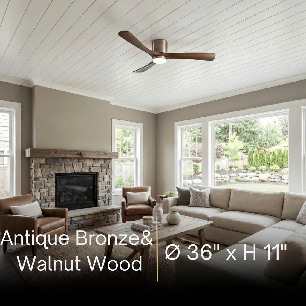 Lunara Nordic Ceiling Fan Light – Wood Clean Lines Quiet Airflow for Living Room/Bedroom