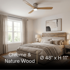 Lunara Nordic Ceiling Fan Light – Wood Clean Lines Quiet Airflow for Living Room/Bedroom