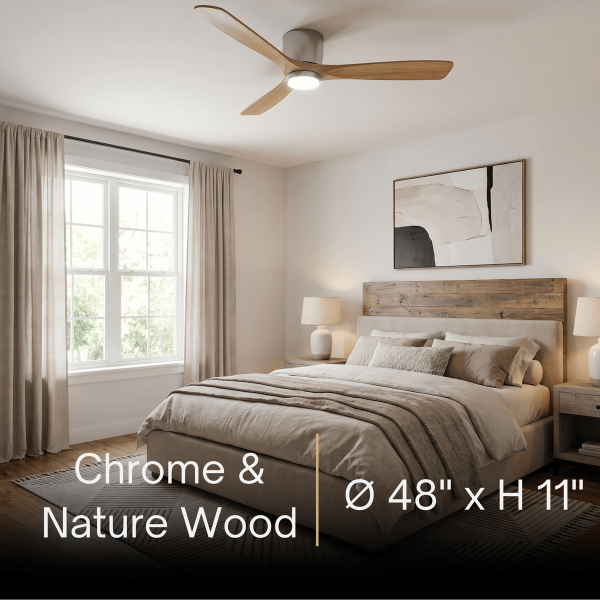 Lunara Nordic Ceiling Fan Light – Wood Clean Lines Quiet Airflow for Living Room/Bedroom