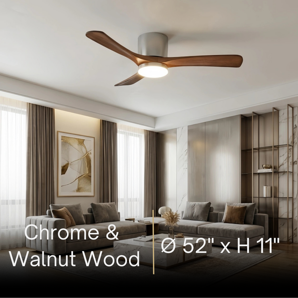 Lunara Nordic Ceiling Fan Light – Wood Clean Lines Quiet Airflow for Living Room/Bedroom