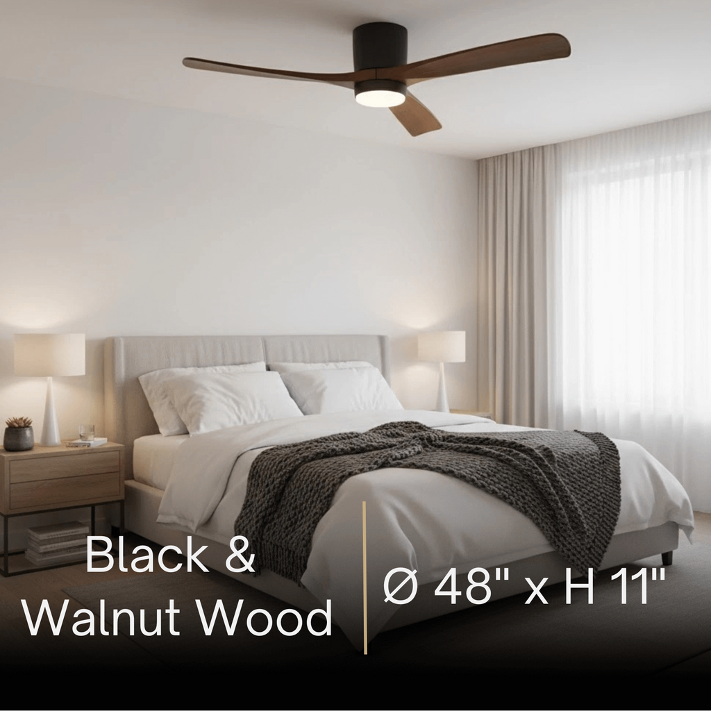 Lunara Nordic Ceiling Fan Light – Wood Clean Lines Quiet Airflow for Living Room/Bedroom