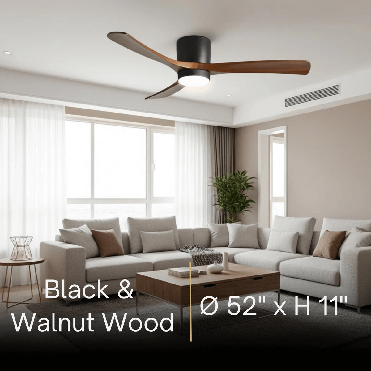 Lunara Nordic Ceiling Fan Light – Wood Clean Lines Quiet Airflow for Living Room/Bedroom