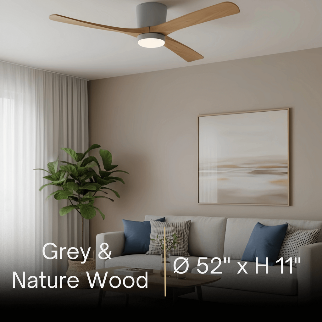 Lunara Nordic Ceiling Fan Light – Wood Clean Lines Quiet Airflow for Living Room/Bedroom