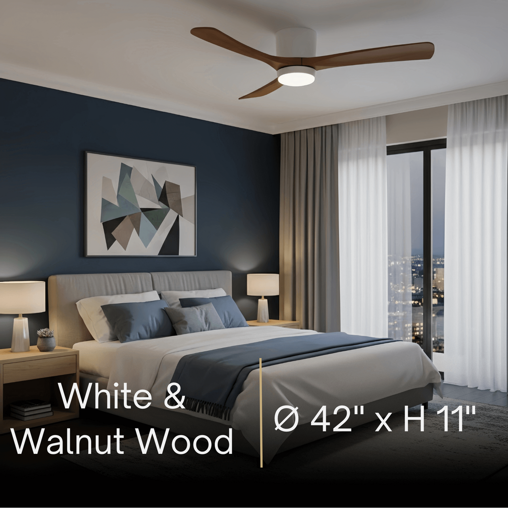 Lunara Nordic Ceiling Fan Light – Wood Clean Lines Quiet Airflow for Living Room/Bedroom