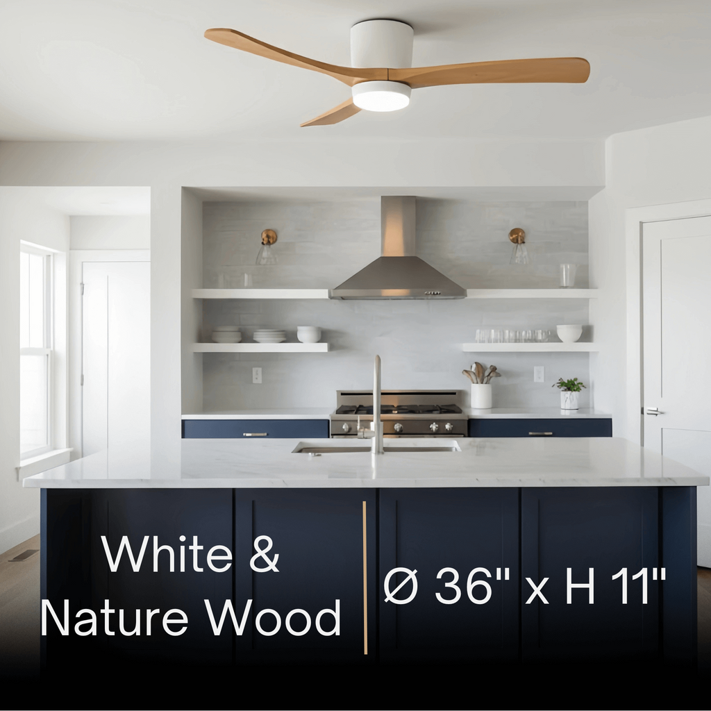 Lunara Nordic Ceiling Fan Light – Wood Clean Lines Quiet Airflow for Living Room/Bedroom