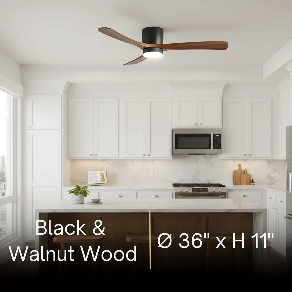 Lunara Nordic Ceiling Fan Light – Wood Clean Lines Quiet Airflow for Living Room/Bedroom