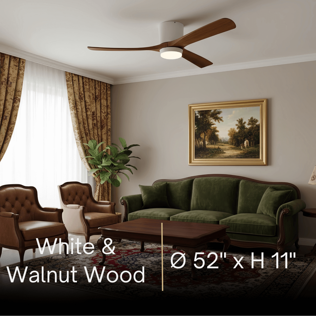 Lunara Nordic Ceiling Fan Light – Wood Clean Lines Quiet Airflow for Living Room/Bedroom