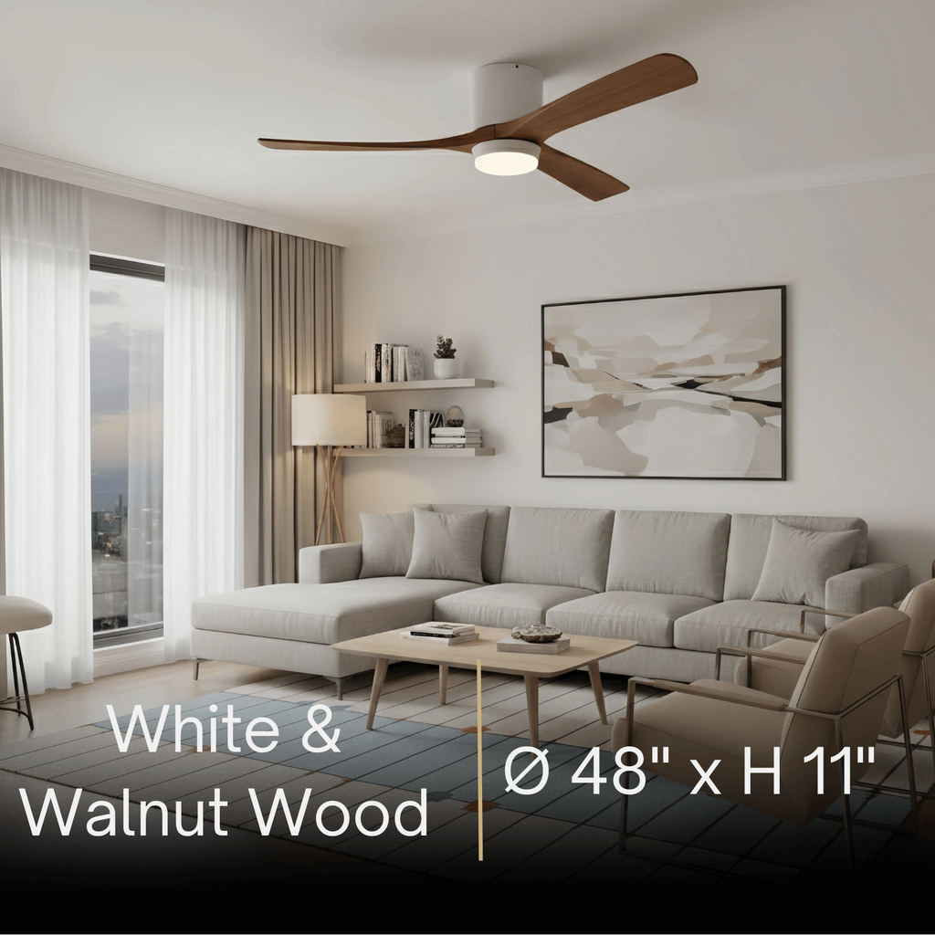 Lunara Nordic Ceiling Fan Light – Wood Clean Lines Quiet Airflow for Living Room/Bedroom