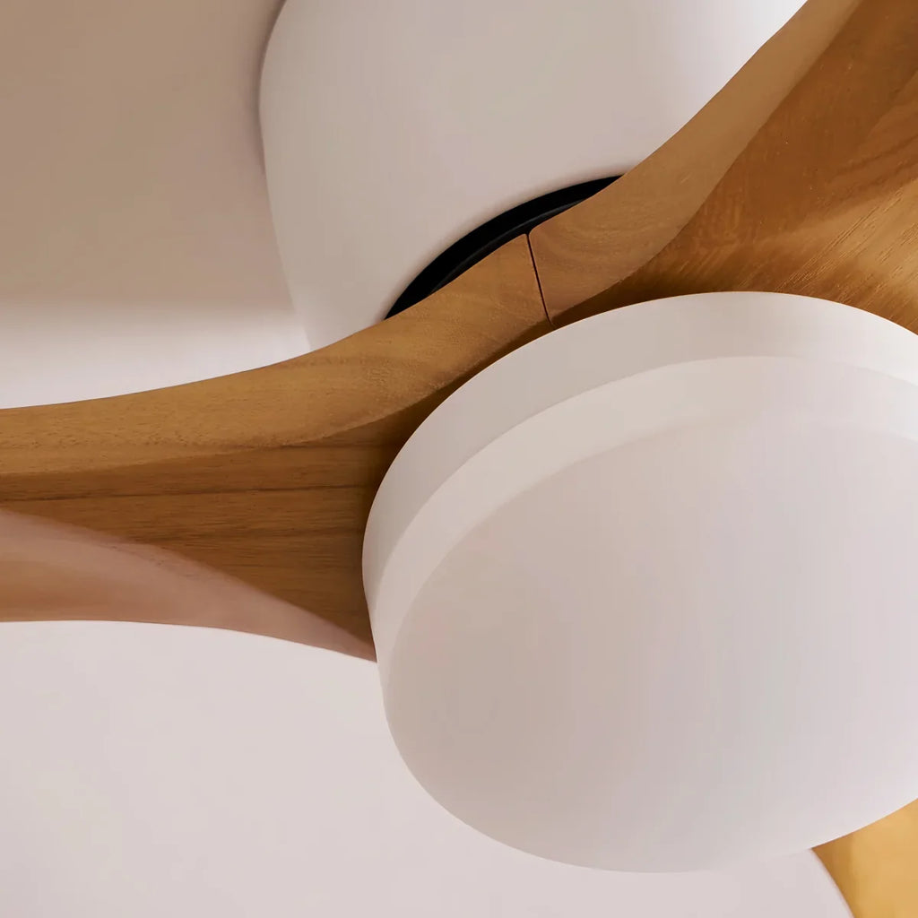 Lunara Nordic Ceiling Fan Light – Wood Clean Lines Quiet Airflow for Living Room/Bedroom