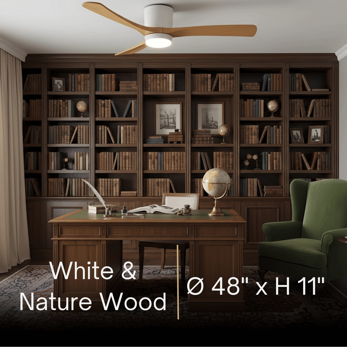 Lunara Nordic Ceiling Fan Light – Wood Clean Lines Quiet Airflow for Living Room/Bedroom