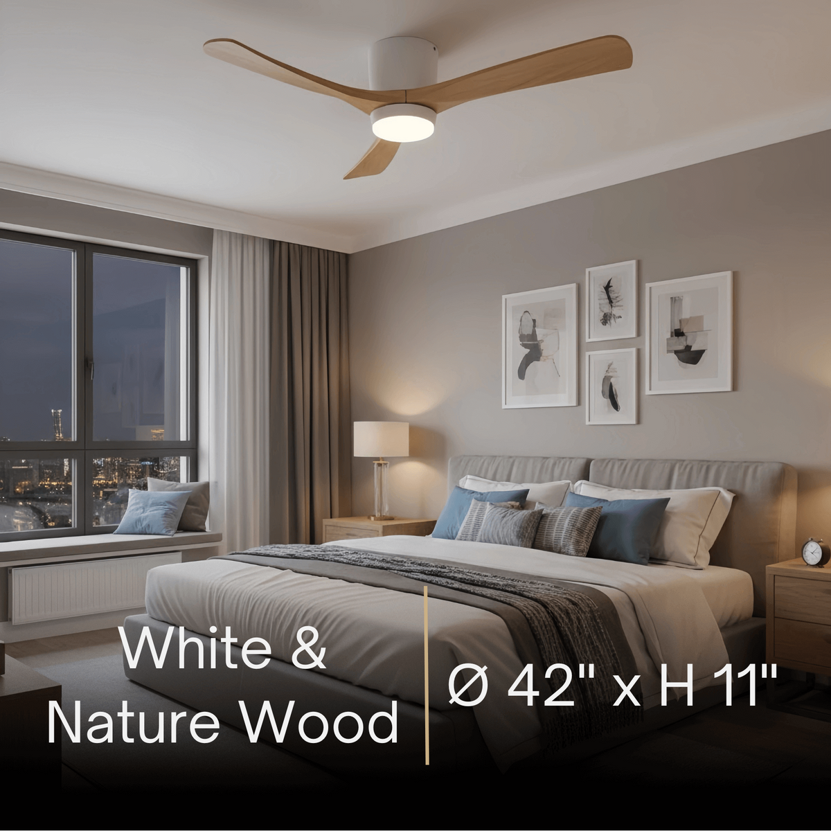 Lunara Nordic Ceiling Fan Light – Wood Clean Lines Quiet Airflow for Living Room/Bedroom