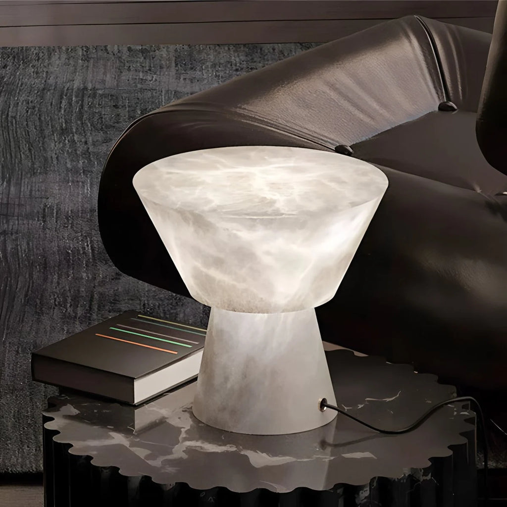 Spanish onyx mushroom head table lamp