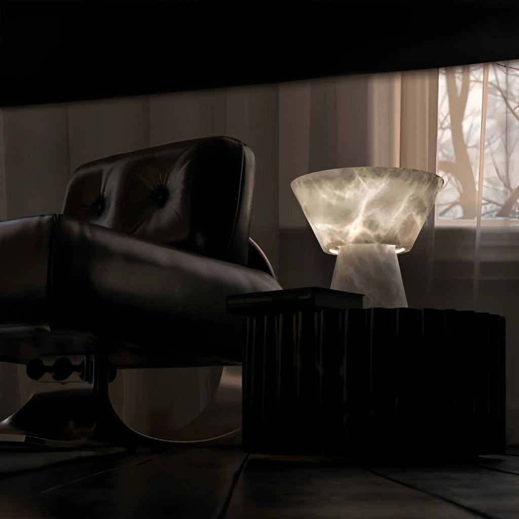 Spanish onyx mushroom head table lamp