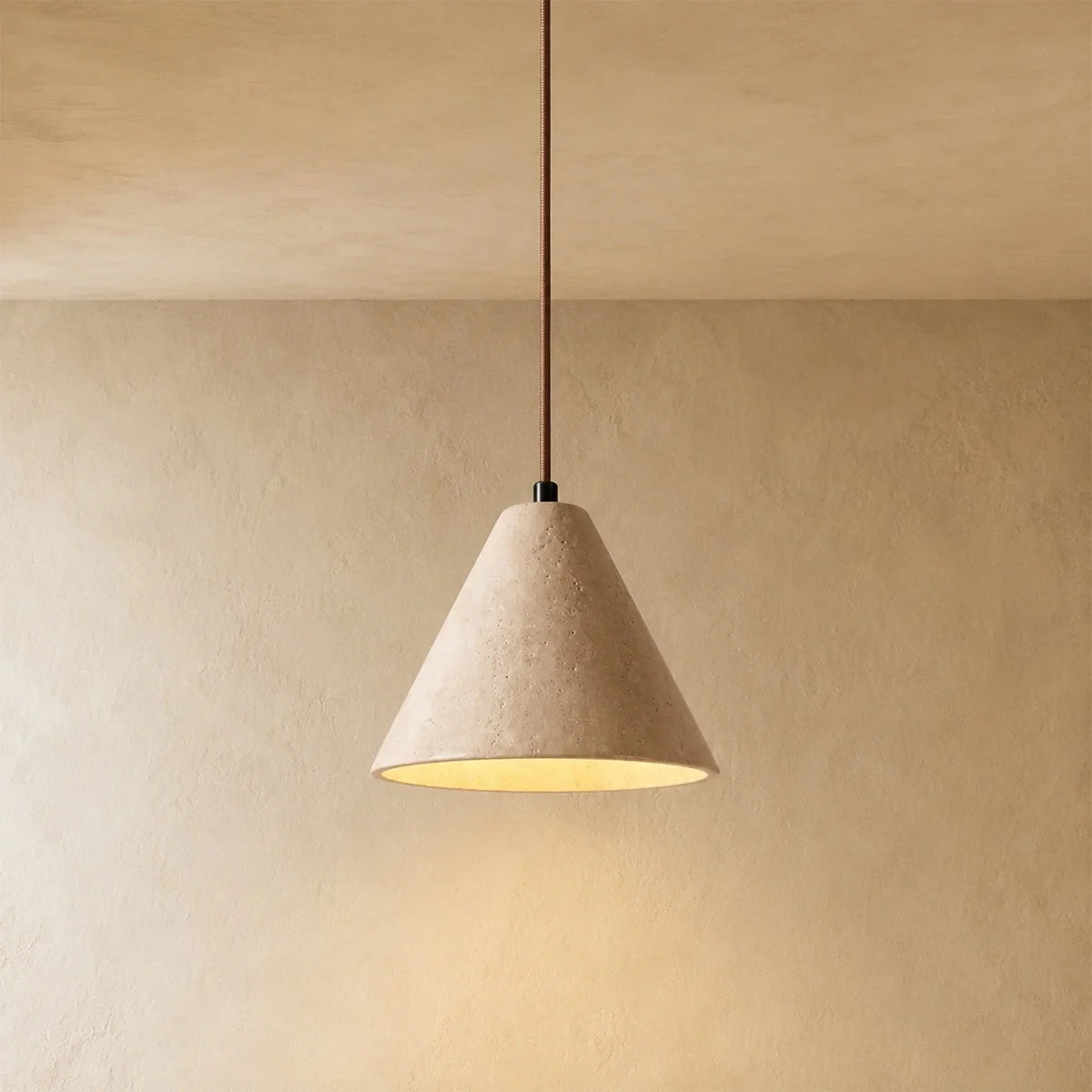 Strata Conical Travertine Pendant Light