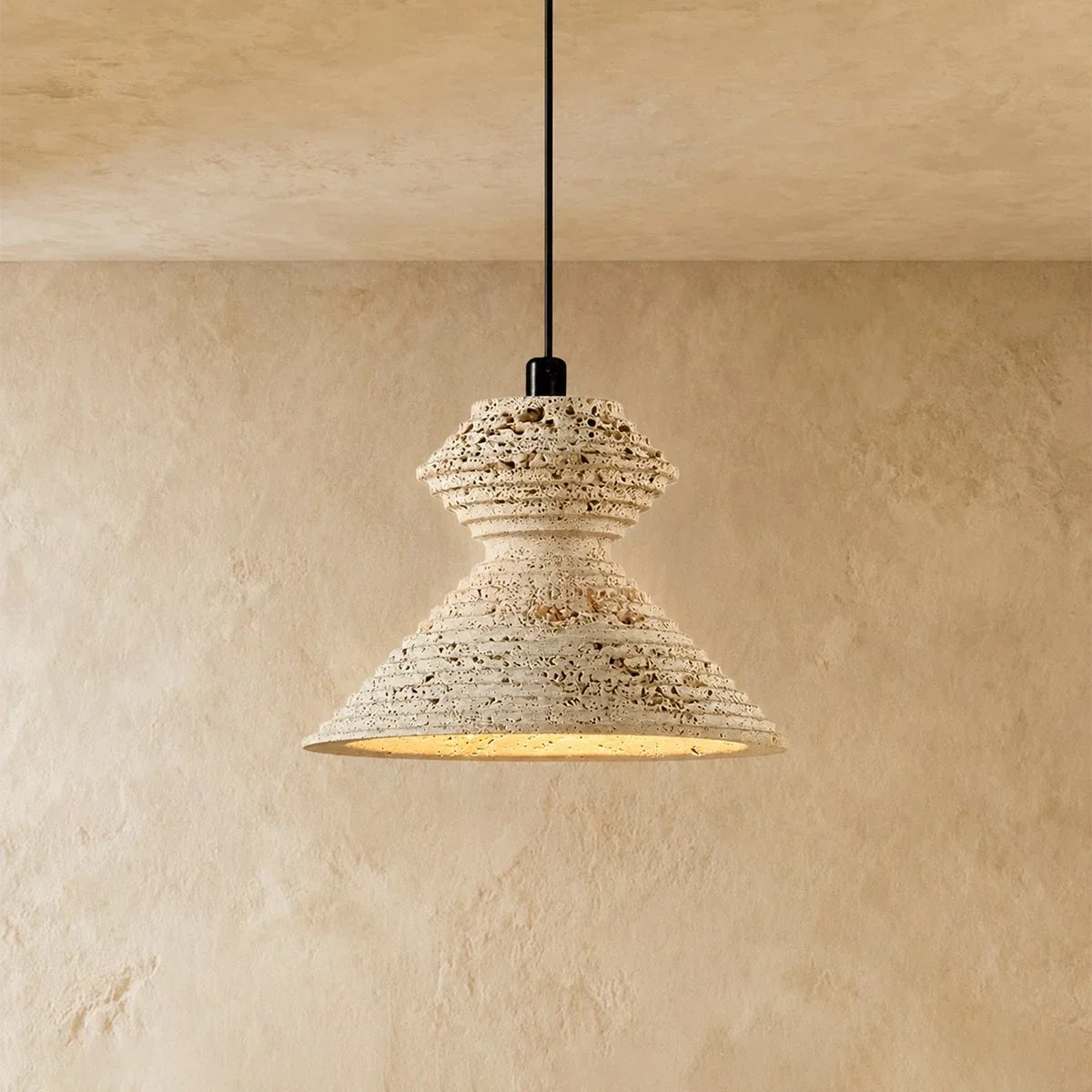 Strata Minimalist Travertine Pendant Light