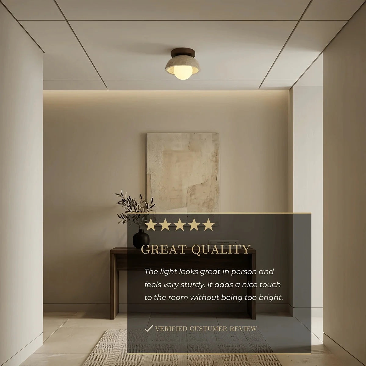 Strata Travertine Ceiling Light