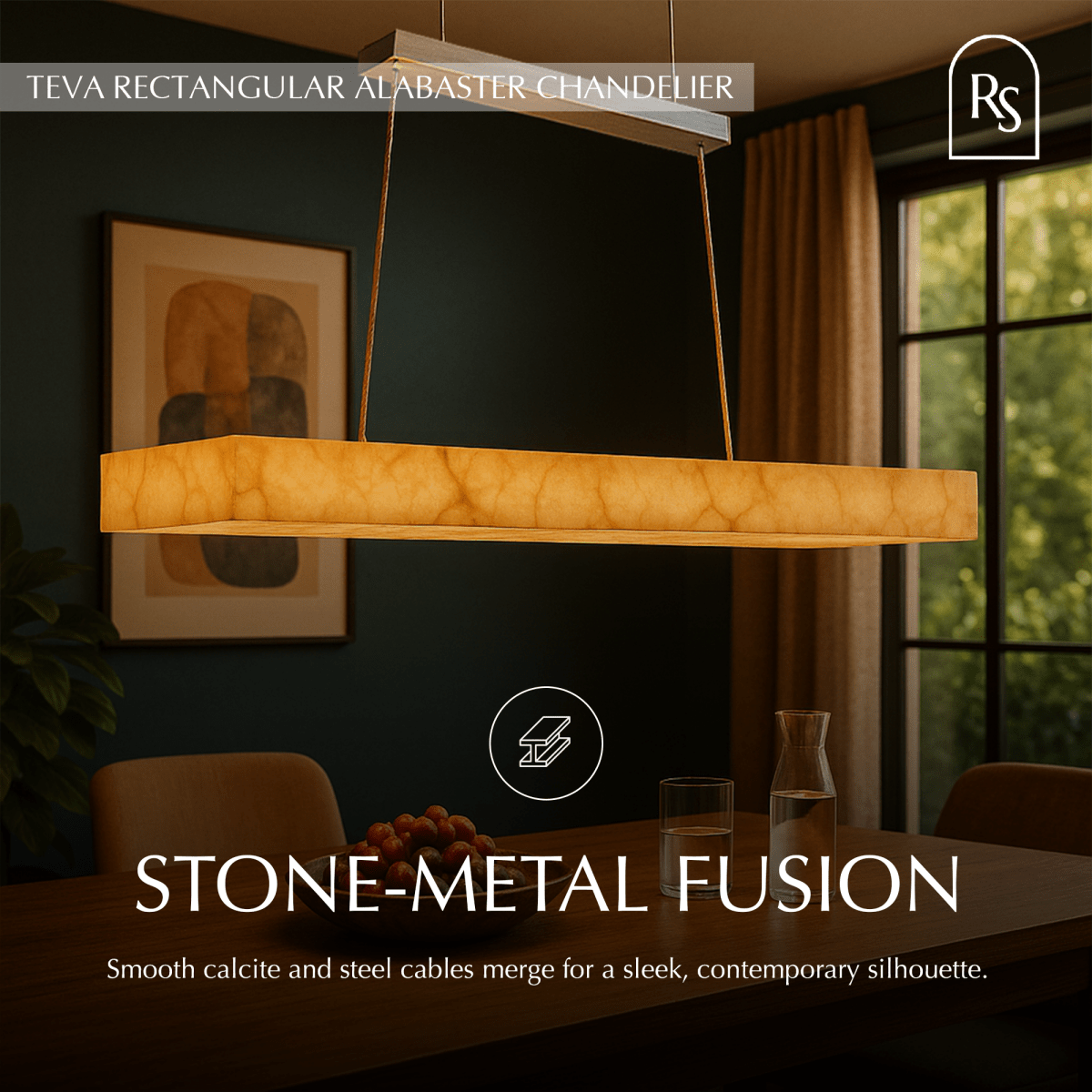 Teva Rectangular Alabaster Chandelier